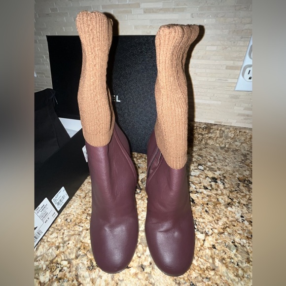 CHANEL Burgundy/Brown Kangaroo Leather & Sock Boots size 40.5 (I wear US 9) - Picture 5 of 11